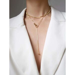Women’s Gold Toned Roman Numeral Ring Lariat Necklace